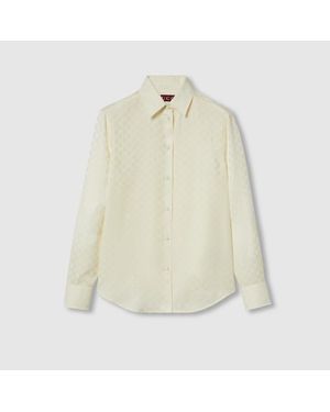 Gucci Gg Crêpe Silk Shirt - Natural