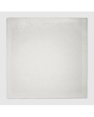 Gucci Gg Wool Silk Lamé Jacquard Shawl - White