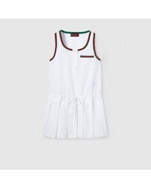 Gucci Cotton Poplin Dress With Web, Size 38 It, Ready-To-Wear - White