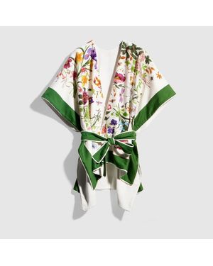 Gucci Printed Cotton Cape Dress - Green