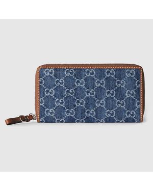 Gucci Portafoglio Gg Emblem Con Cerniera - Blu