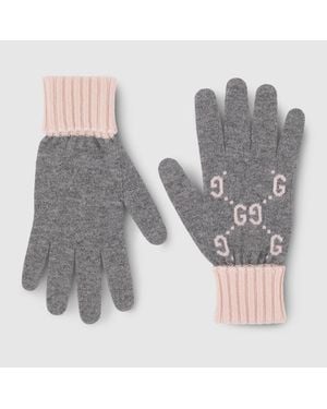 Gucci Handschuhe Aus Gg Kaschmirjacquard, Größe - Grau