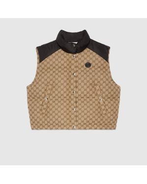 Gucci GG Cotton Canvas Puffer Vest - Brown