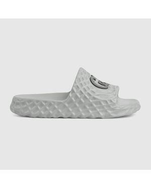 Gucci Interlocking Logo Ripple Sole Slide - Grey