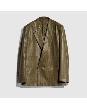 Gucci Gingham Wool Double-Breasted Jacket, Ready-To-Wear - Green