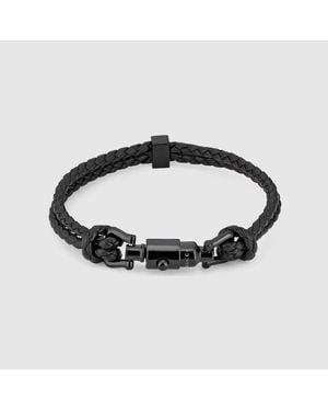 Gucci Pulsera Trenzada Con Detalle De Pistón, Talla - Negro
