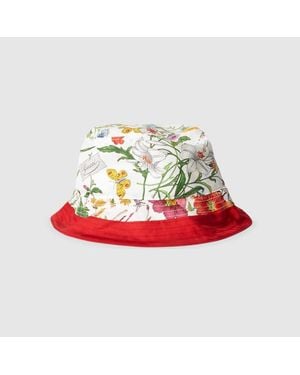 Gucci Printed Silk Twill Bucket Hat - Red