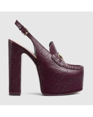 Gucci Mocassino Slingback Donna Con Plateau E Morsetto, Taglia - Viola