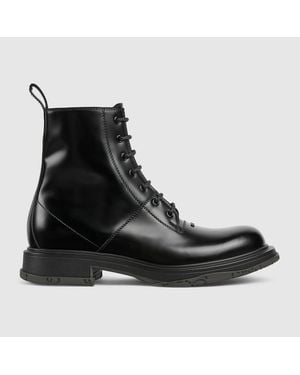 Gucci Chaussures Montantes À Lacets Pour Homme Avec Logo Ton Sur Ton, Taille - Noir