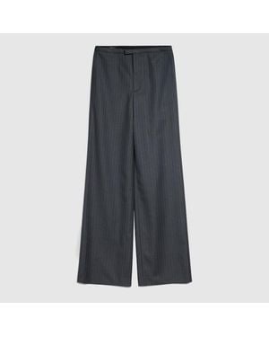 Gucci Pinstripe Wool Trousers - Grey