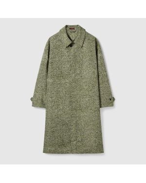 Gucci Bonded Poplin Coat With Bouclé Print, Ready-To-Wear - Green