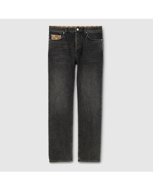 Gucci Pantalon En Denim De Coton Délavé, Taille - Gris