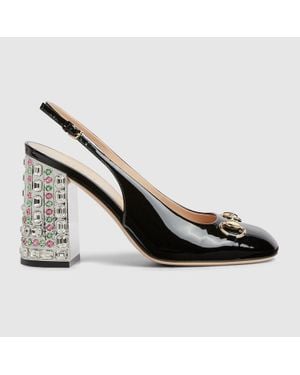 Gucci Salón Horsebit Con Cristales Para Mujer, Talla - Metálico