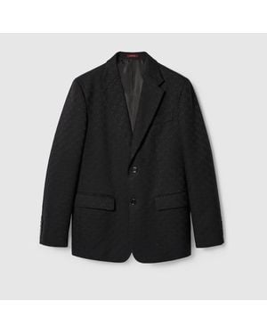 Gucci Gg Cotton Blend Canvas Jacket - Black