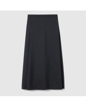Gucci Jupe En Laine Avec Broderie, Taille - Bleu