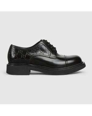 Gucci Zapato Con Cordones Y Detalle Gg Para Hombre, Talla - Negro