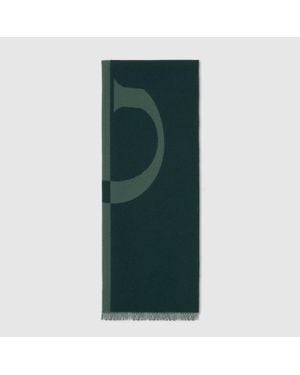 Gucci Wool Scarf With Logo, Wool - Green