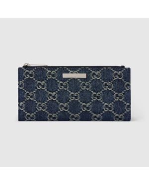 Gucci Long Wallet With Plaque - Blue