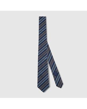 Gucci Cravate En Soie Détail Mors Gg - Blau