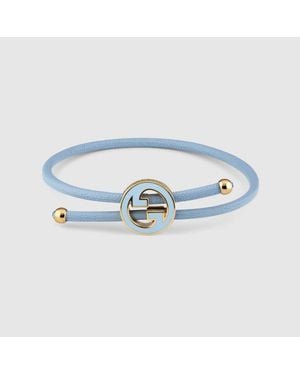 Gucci Bracelet With Enamel Round Interlocking G - Blue