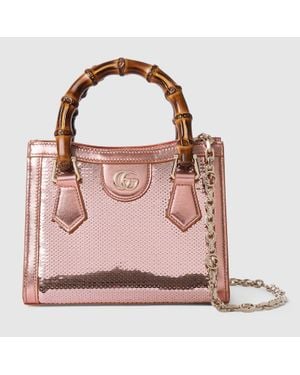 Gucci Diana Embroidered Small Tote Bag - Pink