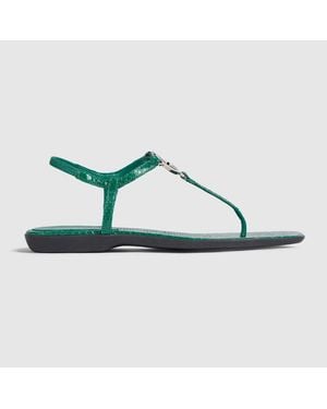 Gucci Tongs En Python Pour Femme Avec Détail Gg, Taille - Vert