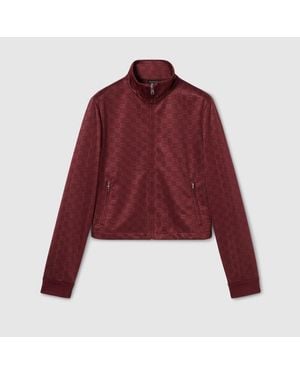 Gucci Gg Jersey Jacquard Zip Jacket - Red
