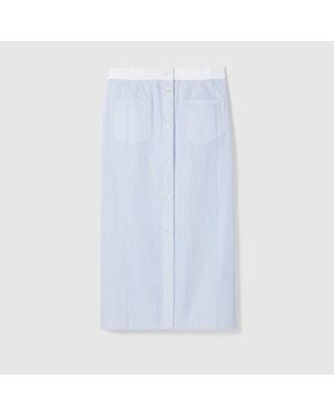 Gucci Jupe En Fil De Coton Coupé, Taille - Bleu