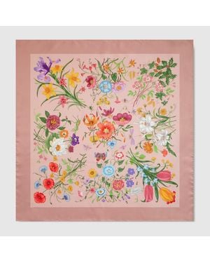Gucci Vierecktuch Aus Seidentwill Mit Print - Pink