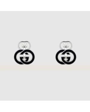 Gucci Interlocking Enamel Cufflinks - Black