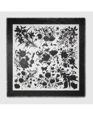 Gucci Wool Silk Lamé Shawl, Cotton - Black