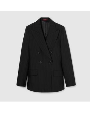 Gucci Pinstripe Wool Jacquard Jacket - Black