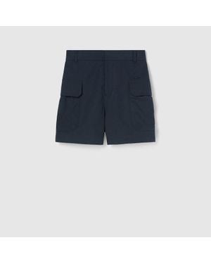 Gucci Shorts Aus Baumwollcanvas Mit Stickerei, Größe - Blau