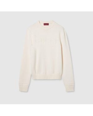 Gucci Knit Cotton Wool Jumper With Intarsia - White