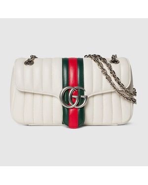 Gucci Jetset Gg Marmont Medium Shoulder Bag, Leather - White