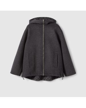 Gucci Embroidered Wool And Silk Hooded Jacket - Black