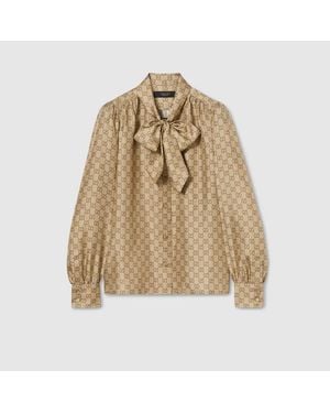Gucci Printed Silk Twill Shirt - Natural