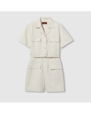 Gucci Combinaison En Gabardine De Coton Gg, Taille - Blanc