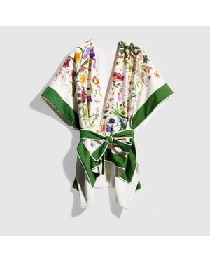 Gucci Printed Cotton Cape Dress - Green