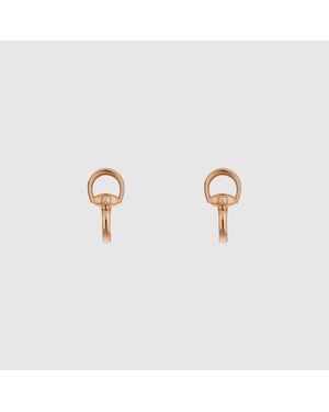 Gucci Orecchini Bottone Diamanti Horsebit Oro 18K - Metallizzato