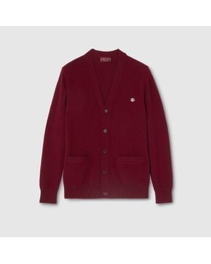 Gucci Cárdigan De Lana De Cashmere Con Bordado, Talla - Rojo