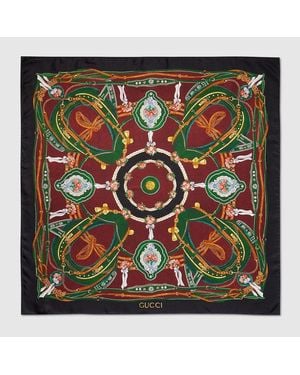 Gucci "Salon Privé" Printed Silk Carré - Green