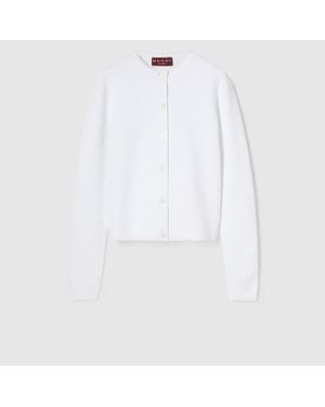 Gucci Stretch Gg Viscose Jacquard Cardigan, Ready-To-Wear - White