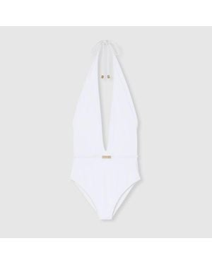 Gucci Body En Jersey Avec Étiquette En Métal, Taille - Blanc