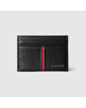 Gucci Card Case With Web, Leather - Black