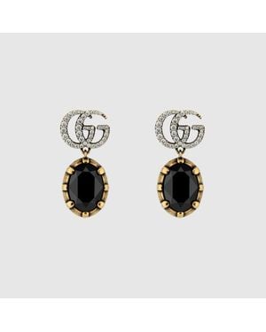 Gucci Gg Marmont Ohrringe Mit Kristallen - Schwarz