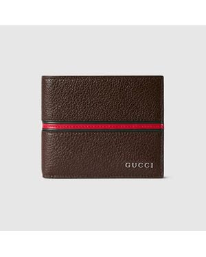 Gucci Bi-Fold Wallet With Web - Brown