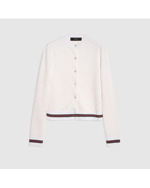 Gucci Gg Fine Cotton Viscose Jacquard Cardigan, Size Xxl, Ready-To-Wear - White