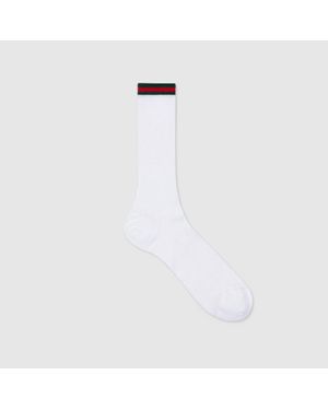Gucci Socken Aus Baumwollmischung Mit Web, Größe - Weiß
