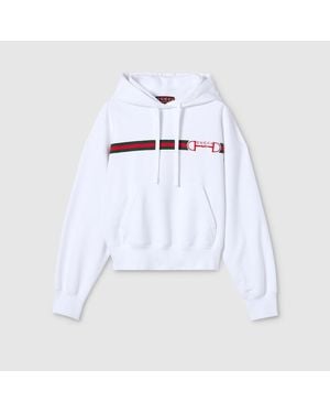 Gucci Sudadera De Punto De Algodón Con Estampado, Talla - Blanco
